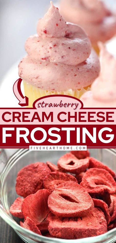 Freeze Dried Strawberry Frosting, Strawberry Frosting Recipes, Strawberry Cream Cheese Frosting, Cheese Frosting Recipe, Icing Recipes, Frosting Recipes Easy, Cream Cheese Buttercream, Cake Frosting Recipe, Strawberry Frosting