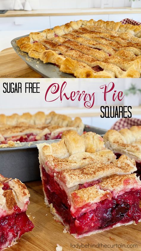 Sugar Free Buttermilk Pie, Sugar Free Pies Recipes, Sugar Free Pie Filling, Keto Cherry Pie Bars, Sugar Free Cherry Desserts, Keto Cherry Dessert, Sugar Free Pie Recipes, Sugar Free Pies For Diabetics, Sugar Free Cherry Pie Filling