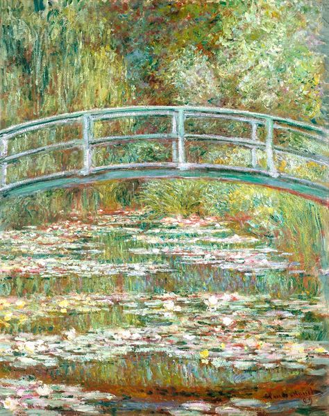 Bridge over a Pond of Water Lilies by Claude Monet, high resolution famous painting. Original from The ME. Digitally enhanced by rawpixel. | free image by rawpixel.com / The Metropolitan Museum of Art (Source) Monet Exhibition, Japanese Bridge, Water Lily Pond, Lily Painting, Monet Paintings, Impressionist Artists, Lily Pond, Impressionist Art, Famous Art