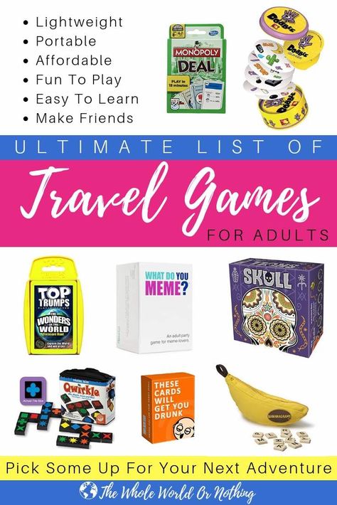 Travel Games For Adults, Adults Games, Games For Adults, Road Trip Games, Travel Gadgets, Adventure Games, Games For Teens, Travel Blogging, Travel Games