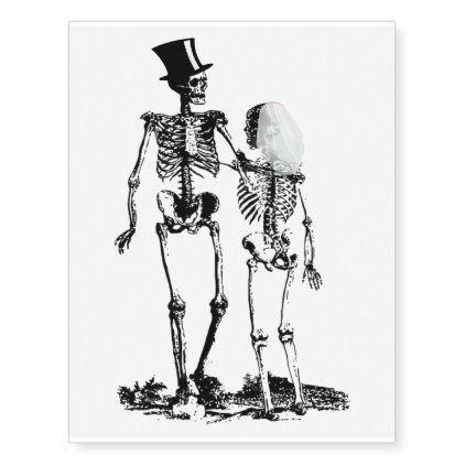 Skeleton Wedding Tattoo, Dress Tattoo, Skeleton Wedding, Skeleton Decor, Note Tattoo, Wedding Halloween, Unique Wedding Ideas, Skeleton Art, Wedding Tattoos