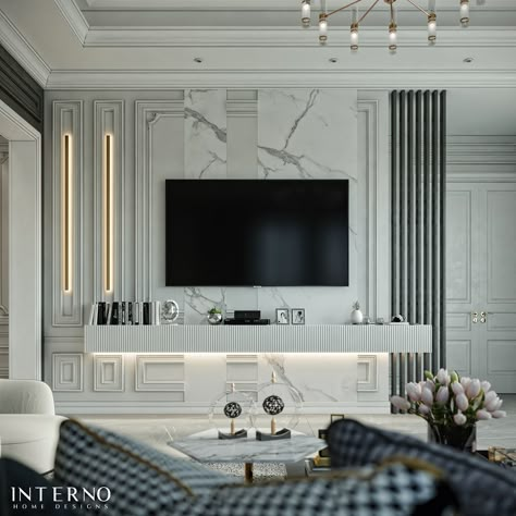 Living Room Tv Wall Luxury, Modern Luxury Living Room, Tv Unit Interior Design, Living Tv, Living Room Tv Unit, Tv Room Design, Luxury Living Room Design, Classic Living Room, Tv Wall Design