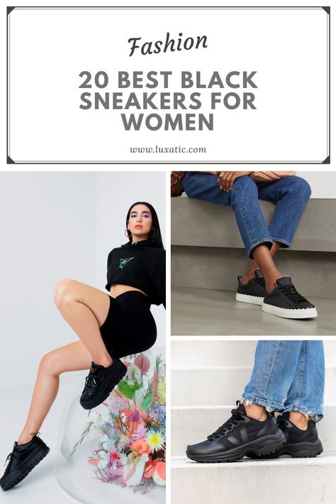 Black Sneakers Women Nike, Nobull Shoes Women Outfit, How To Style Black Sneakers Women, Best Black Sneakers Women, Black Womens Sneakers, Black Sneakers Women Fashion Styles, Black Tennis Shoes Women, Black Sneakers For Women, Black Sneakers Outfit