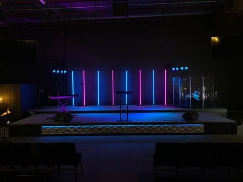 Kids Church Stage, Church Stage Design Ideas Backdrops, Church Building Plans, Studio Room Design, Lawrenceville Georgia, Stage Lighting Design, Church Building Design, Church Stage Design Ideas, Concert Stage Design