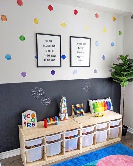 Playroom Paint, Small Playroom, Fun Room, Toy Room Decor, Colorful Playroom, Baby Playroom, Baby Nurseries, Basement Playroom, Boys Playroom