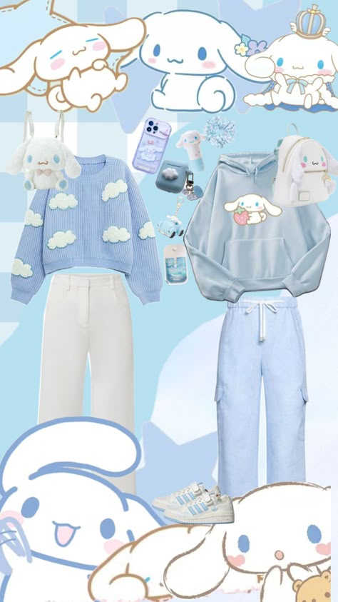 Cinnamonroll! #cinnamonroll #sanrio #hellokitty #outfit #outfitinspo #hiddenduck Cinnamon Roll Outfits, Cinnamoroll Outfit Ideas, Cinnamoroll Inspired Outfit, Cinnamon Roll Outfit, Sanrio Aesthetic Outfits, Cinnamonroll Aesthetic, Cinamonroll Sanrio, Cinnamoroll Outfit, May Melody