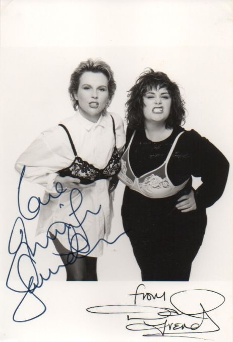 French and Saunders signed picture French And Saunders, Film Prompts, Jennifer Saunders, Dawn French, Rik Mayall, Joanna Lumley, Keeping A Diary, Ab Fab, Bakery Ideas