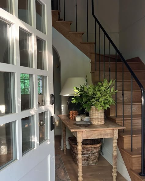 Anissa Zajac (@housesevendesign) • Instagram photos and videos Foyer Ideas Entryway, Treads And Risers, Steel Handrail, Entryway Inspiration, Highland Homes, Entry Hallway, Cottage Interiors, Entry Foyer, Dream Spaces