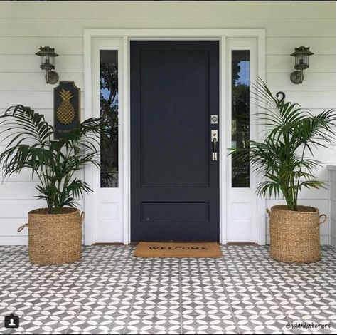 Create an entrance way that will make you the envy of your neighbours... Hampton Front Door Entrance, Front Door Hamptons, Hamptons Entry Door, Front Door Entrance Decor Entryway, Tile Front Door Entryway, Queenslander Front Door, Hampton Front Door, Apartment Entrance Exterior, Front Door Tile Entryway