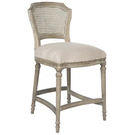 Color/Finish: Bowden Oak / Sloane Beach Counter Chair, Carved Legs, Counter Chairs, Wood Bar Stools, Linen Upholstery, Kitchen Bar Stools, French Country Decorating, Counter Stool, Store Decor