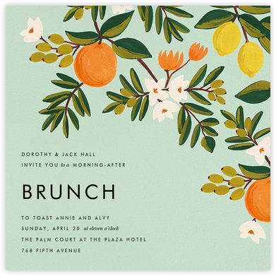 Citrus Orchard, Post Wedding Brunch Invitations, Orchard Wedding, Paperless Post, Brunch Invitations, Flower Invitation, Trendy Flowers, Brunch Wedding, Brunch Party