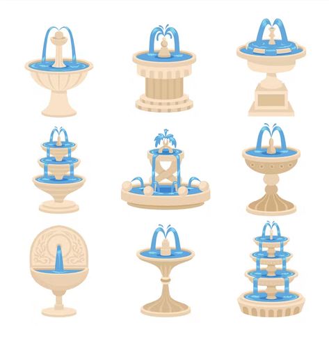 Water Fountain Illustration, Water Fountain Drawing, Fountain Illustration, Cute Fountain, Mexican Fountain, Fountain Drawing, Fountain Aesthetic, Fountain Art, Wedding Illustration Card