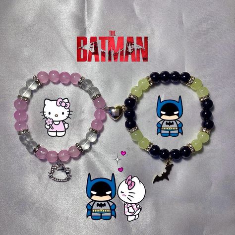 *~ Batman X Hello Kitty ~* matching bracelets Available in shop - - - - #hellokitty #batman #matchingbracelets #beadedbeacelets #jewelry #smallbusiness #braceletsbymar Batman And Hello Kitty Bracelets, Batman And Batgirl, Dream Gift, Batgirl, Matching Bracelets, Jewelry Inspo, Art Inspo, Hello Kitty, Glass Beads