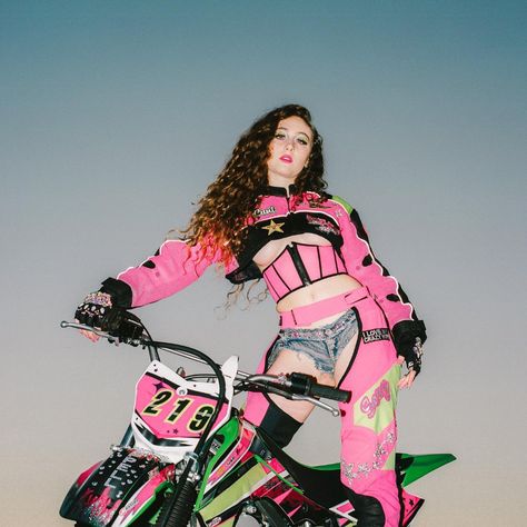 ･ﾟ: *✧ Chappell Roan ✧*:･ﾟ | Thank you to my sweet father who let me bedazzle his dirt bike. 💖 Femininomenon has been so fun to create. I’m so grateful for my friends … | Instagram Grateful For My Friends, Assless Chaps, Hangout Music Festival, Custom Corset, What Animal Are You, Dirt Bike Gear, Custom Corsets, Cropped Biker Jacket, World Building