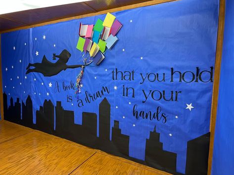 Disney Reading Bulletin Boards, Disney Bulletin Boards Classroom Themes, Storybook Classroom, Pixar Classroom, Magic Classroom, Disney Bulletin Boards, Elementary Librarian, Disney Themed Classroom, Reading Bulletin Boards