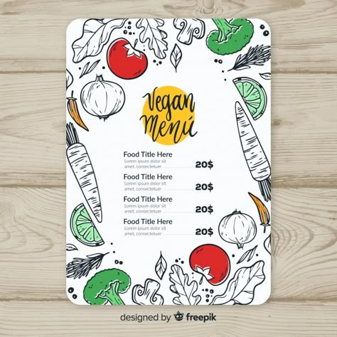 Hand drawn modern restaurant menu templa... | Free Vector #Freepik #freevector #freepattern #freefood #freemenu #freetemplate Menu Card Design, Restaurant Menu Template, Vegan Menu, Food Menu Design, 카드 디자인, Restaurant Menu Design, Modern Restaurant, Photos Hd, Menu Template