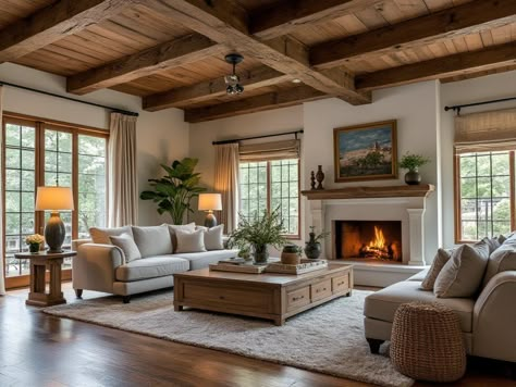 Cozy Farmhouse Living Room, English Cottage Decor, French Country Living Room, Modern Farmhouse Living, Cottage Living Rooms, Cottage Interior, Modern Farmhouse Living Room, Neutral Living Room, Country Living Room