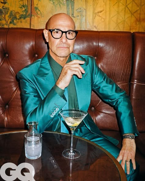 Stanley Tucci in Tom Ford for GQ. #StanleyTucci #TomFord GQ #GQmagazine #fashion #actor #designer #TomFord #cocktails #fashioshoot #fashionphotography The Lil Mermaid, Princess Eleanor, 70s Fashion Men, Lil Mermaid, Leo Moon, Stanley Tucci, Masculine Fashion, Nyc Style, Cocktail Outfit