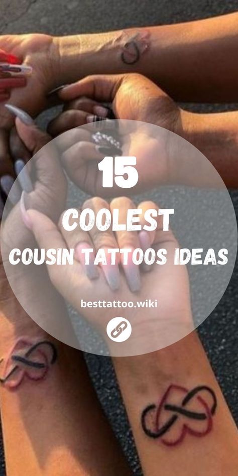 for siblings and best friends who want to show their bond with permanent ink. #cousintattoos #siblingtattoos Distance Tattoos Family, Cousins Matching Tattoos, My Family Keeper Tattoo, Matching Cousin Tattoos Meaningful, Sister Cousin Tattoos, Auntie Tattoo, Small Matching Tattoos For Cousins, Small Cousin Tattoos, Cousins Tattoos