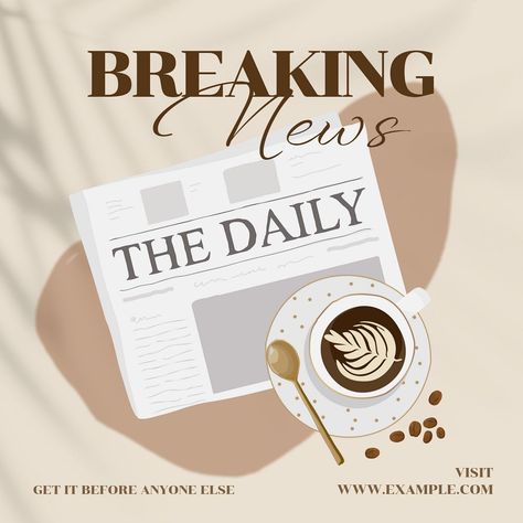 Breaking News Aesthetic, Coffee Bean Aesthetic, News Instagram Post, Breaking News Template, Bean Aesthetic, Aesthetic Cute, Coffee Bean, Instagram Post Template, Post Templates