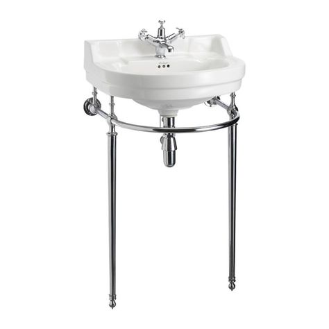 Burlington Edwardian 56cm Round Basin Wash Stand - T24ACHR | UK Bathrooms Burlington Bathroom, Sanitary Towels, Finished Bathrooms, Cloakroom Basin, Wash Stand, Bathroom Shop, Basin Taps, Bathroom Basin, Shower Valve