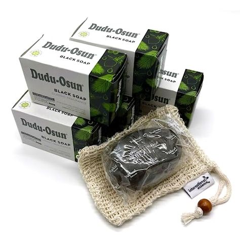 International Essence Dudu Osun 5-Pack Black Soap Bundled with Soap Pouch - Natural African Skincare Bar, Rejuvenating & Moisturizing Face, Body Wash (Classic Fragrance) African Skincare, Dudu Osun, Dove Beauty Bar, African Skin Care, Dry Skin Acne, Soap Pouches, Dove Beauty, Acne Dark Spots, Moisturizing Face