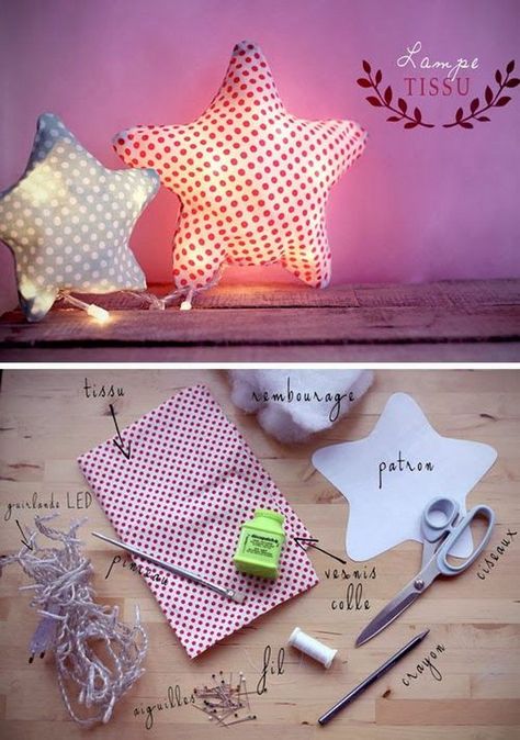 20+ DIY Night Light Ideas For Kids 2017 Mommo Design, Folding Origami, Star Light Star Bright, Fabric Stars, Star Light, Creation Couture, Night Light Diy, Diy Couture, Pisco