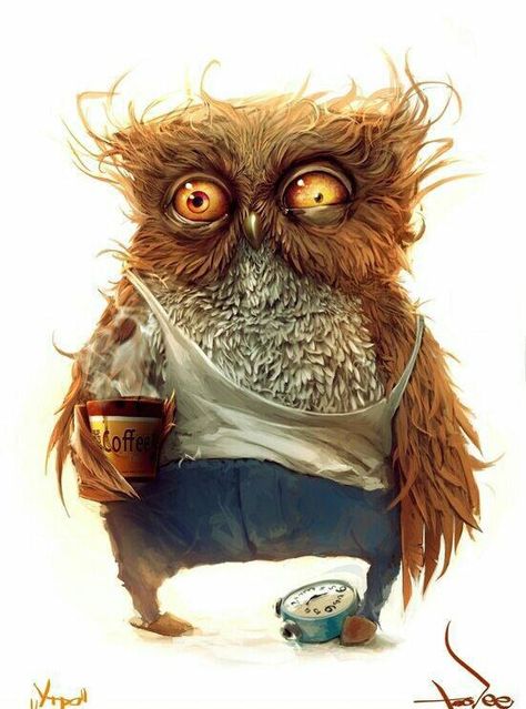 Desvelado Night Owl, Owl Art, E Card, Coffee Love, Bones Funny, Portrait Art, A Coffee, Owls, Diamond Painting