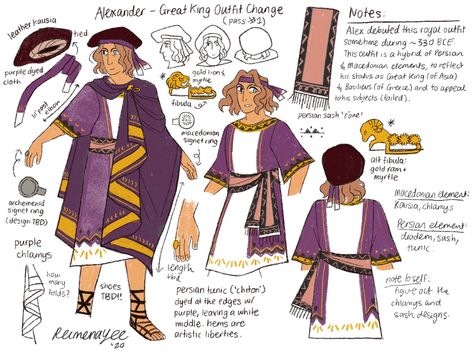 Alexander And Hephaestion, Ancient Greek King, Ancient Greek Clothing, King Of Persia, My Knee Hurts, Concept Sketches, Sacred Tree, Royal Clothing, Great King