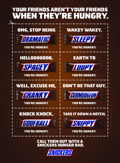 Snickers Creates 'Hunger Bars' for When You're Not You - Print (image) - Creativity Online Snickers Ad, Advertising Inspiration, Mars Chocolate, Experimental Type, Good Advertisements, Snickers Bar, Ad Of The World, Great Ads, Fruit Photography