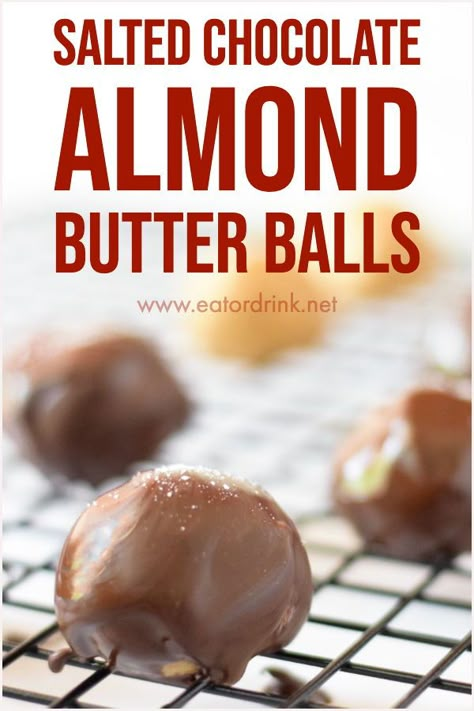 Almond Butter Balls, Almond Butter Chocolate, Allergy Friendly Desserts, Chocolate Almond Butter, Grain Free Desserts, Butter Balls, Chocolate Almond, Salted Chocolate, Allergy Friendly Recipes