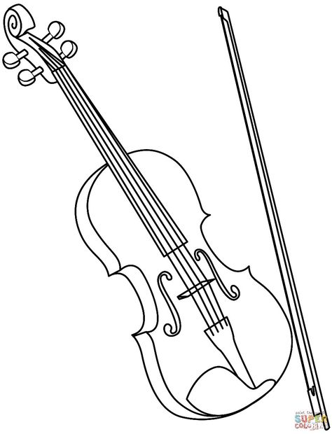 Violin Drawing Sketches, Instrument Drawing, Violin Drawing, Musical Instruments Drawing, Drawing Artwork, Cartoon Pics, Printable Coloring Pages, Math Activities, Coloring Page