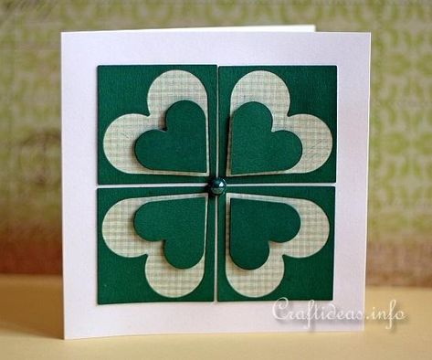 Valentine Craft Ideas, Clover Card, St Patricks Day Cards, Valentine Craft, Homemade Card, Good Luck Cards, Irish Pride, St Patrick's Day Crafts, St Pats