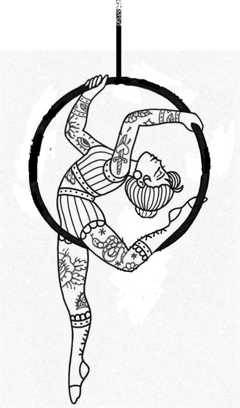 Fair Tattoo Ideas, Acrobat Tattoo, Circus Poses Reference, Circus Tattoo Traditional, Circus Tattoo Ideas, Art Deco Tattoo Woman, Black And White Flower Tattoo, Circus Tattoo, Art Deco Tattoo