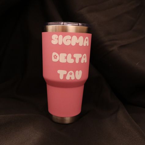 Metal cups are in!! Dm to order your custom one💖💖 #smallbusiness #fau #college #pins #buttons #sorority #gameday #floridaatlantic #custommerch #custom #explore Sigma Delta Tau, Metal Cups, Sorority, Pins