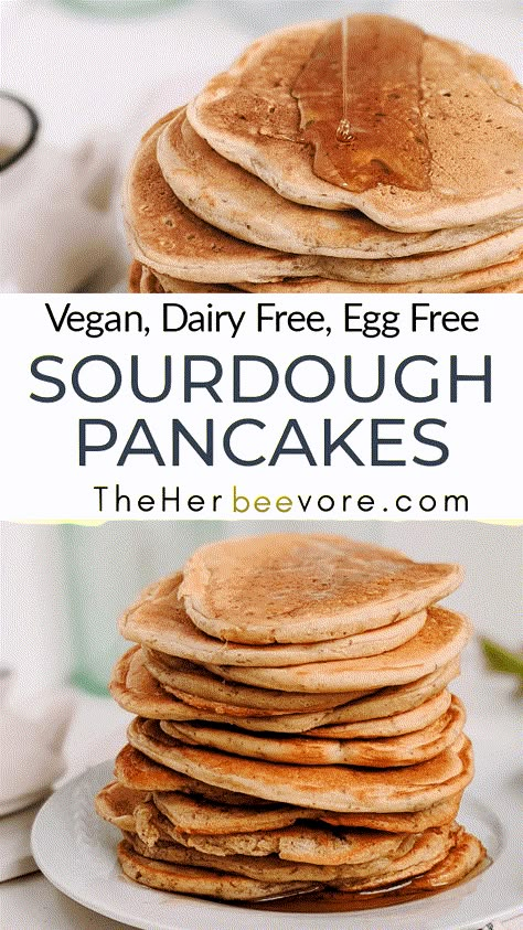 Pancakes Sourdough, Sourdough Starter Pancakes, Sourdough Pancakes Recipe, Egg Free Pancakes, Brunch Pancakes, Family Friendly Breakfast, Dairy Free Pancakes, Vegan Pancake Recipes, Sourdough Pancakes