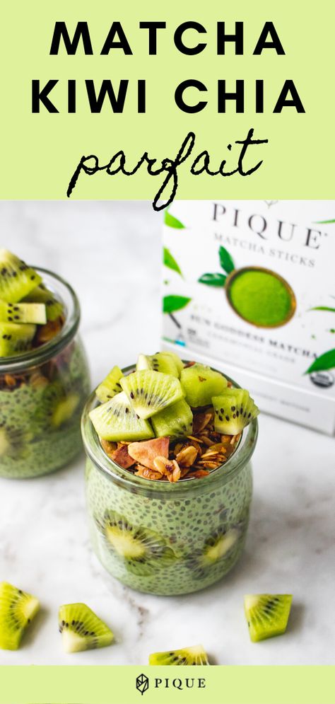 Chia Parfait Recipe, Healthy Kiwi Recipes, Kiwi Chia Pudding, Chia Seed Parfait Recipe, Kiwi Chia Seed Pudding, Recipe With Kiwi, Kiwi Parfait, Passionfruit Chia Pudding, Raspberry Matcha Chia Pudding