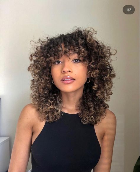 Curly Hair Color Ideas, 3a Curly Hair, Curly Hair Color, Tiktok Tutorial, 3b Hair, Curly Shag Haircut, Curly Hair Trends, Dyed Curly Hair, Natural Curly Hair Cuts