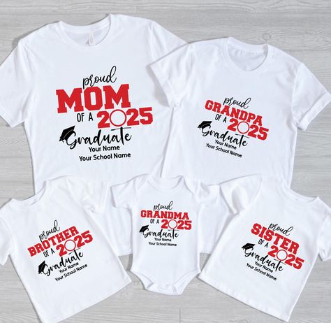 Custom Senior Shirt, Personalized Graduation T-Shirts, Class of 2025 Family Graduation TShirt, Proud Family Shirt, Custom Graduation Shirt  Welcome to our store where you can find beautiful shirts specially prepared for you. Make yourself and your loved ones happy with these special shirts. Product details: For printing, we use Bella Canvas and Gildan SoftStyle brand shirts, which are the best in the industry. *Bella Canvas -unisex size -4.2 oz. -Solid colors are 100% Combed Cotton and Ring-Spun Cotton. -Athletic Heather 90% Combed and Ring-Spun Cotton, 10% Polyester -All Heather CVC Colors 52% Combed and Ring-Spun, 48% Polyester *Gildan SoftStyle -unisex size -Sport Gray : 4.5 oz/yd² | 90% Ring Cotton / 10% Polyester -Heather Navy, Heather Maroon, Heather Galapagos Blue, Dark Heather : 4. Graduation Tshirt, 2025 Family, Graduation Tshirts, Proud Family, Senior Shirts, Graduation Shirt, Class Of 2025, Graduation Shirts, Looking Forward To Seeing You