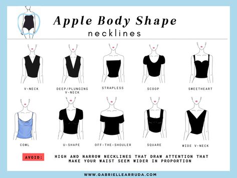 Round Apple Body Shape Outfits, Apple Shape Jacket, Petite Apple Shape, Skirt Styles For Body Types, Skirt For Apple Shape, Apple Body Shape Outfits Black Women, Outfits For Oval Body Shape, Apple Body Shape Neckline, Neckline For Apple Body Shape