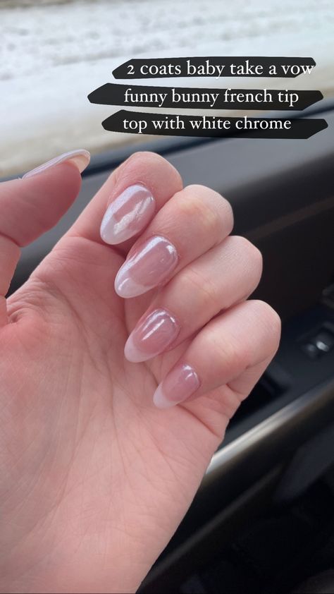 French Tip Bunny Nails, Funny Bunny French Tip, Tip Chrome Nails, French Tip Chrome Nails, French Tip Chrome, Hoco Nails, Bunny Nails, Hello Nails, Funny Bunny