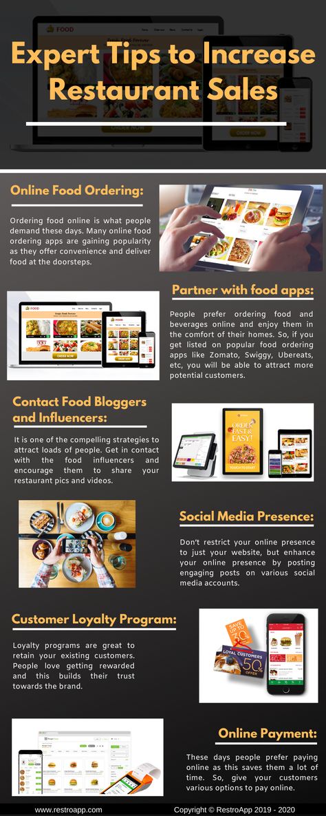 Are you facing trouble to market your restaurant business?  Check this infographic and follow these expert tips that will help to boost your restaurant sales.  #sales #restaurant #business #marketing #tips #DIY #RestroApp Restaurant Sales Ideas, Food Business Marketing Ideas, How To Run A Restaurant Business, Starting A Restaurant Business, How To Start A Restaurant, Restaurant Marketing Strategy, Running A Restaurant Business Tips, Running A Restaurant, Qsr Restaurant Design