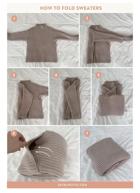 Fold A Sweater, Fold Sweaters, How To Fold Sweaters, Hang Sweaters, Sweater Organization, Blake Mitchell, Sweater Over Dress, Room Organization Bedroom, Sweater Storage