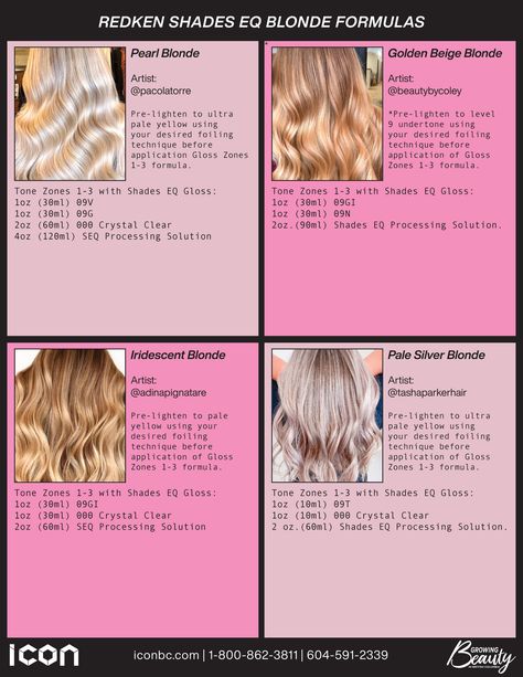 Icon Salon Systems - Redken_Blonde_Formulas_LTR - Page 2 Gold Blonde Hair Formula, Dark Blonde Formula Redken, Honey Blonde Hair Color Formula, Blonde Redken Shades Formula, Butter Blonde Shades Eq Formula, Redken Shades Eq Blonde, Strawberry Blonde Formula Redken, Shades Eq Blonde, Redken Shades Eq Formulas Blondes