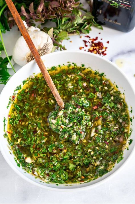 Quick & Easy Chimichurri Recipe – Yummy and fully Spicy Chimichurri Sauce, Chimmichuri Recipes Easy, Dipping Recipes, Chimichuri Sauce, Best Marinade, Chimichurri Sauce Recipe, Baking Mix Recipes, Marinated Cheese, Fish Board