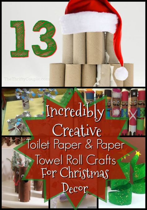 Can you believe these are made from toilet paper and paper towel rolls? Seriously amazing! We have shared so many ideas for reusing so many items, including toilet paper rolls and paper towel rolls. But, since we are in the Christmas season, we had to share these incredibly creative Christmas... Tissue Roll Crafts, Paper Towel Roll Art, Cardboard Tube Crafts, Crafts For Christmas, Paper Towel Crafts, Tissue Paper Roll, Christmas Toilet Paper, Paper Towel Tubes, Toilet Paper Crafts