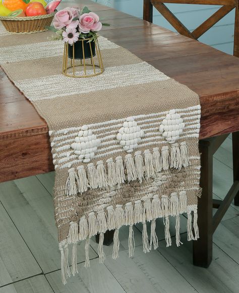 Elevate your dining or decor experience with our stunning boho table runners, crafted to blend elegance with functionality. Made from premium-quality cotton, these handcrafted table runners feature intricate detailing and tassels on both ends, adding a touch of artisanal charm to your space. Their neutral tones make them versatile enough to complement a variety of home styles, from contemporary to rustic. Perfect for creating a serene boho chic table runner aesthetic or adding a stylish accent t Runner Aesthetic, Coastal Table, Boho Table Runner, Boho Table, Handmade Table Runner, Chic Table, Home Styles, Chic Decor, Neutral Tones