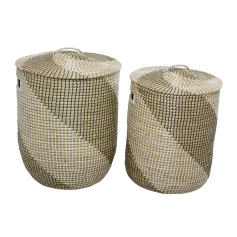 Above Front Door Decor, Mirrors Interior Design, Wicker Laundry Hamper, Contemporary Baskets, Contemporary Storage, Seagrass Storage Baskets, Interior Design Accessories, Grass Basket, Lidded Baskets