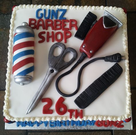 Barber Shop Cake Barber Cakes For Men, Hair Stylist Cake, Cosmetology Cake, Hairdresser Cake, Barber School, 80 Birthday Cake, Realistic Cakes, Cake Baking Recipes, Spiderman Cake