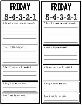 This is a fun activity for students to reflect on their week and anticipate the week coming up. I like to have mine pair share then a few share out with the class. Let me know if you need an editable version. Friday 5-4-3-2-1 Reflection, Friday 5-4-3-2-1, Activity For Students, Fun Friday, 4th Grade Classroom, Bell Ringers, 3rd Grade Classroom, Beginning Of The School Year, New Classroom